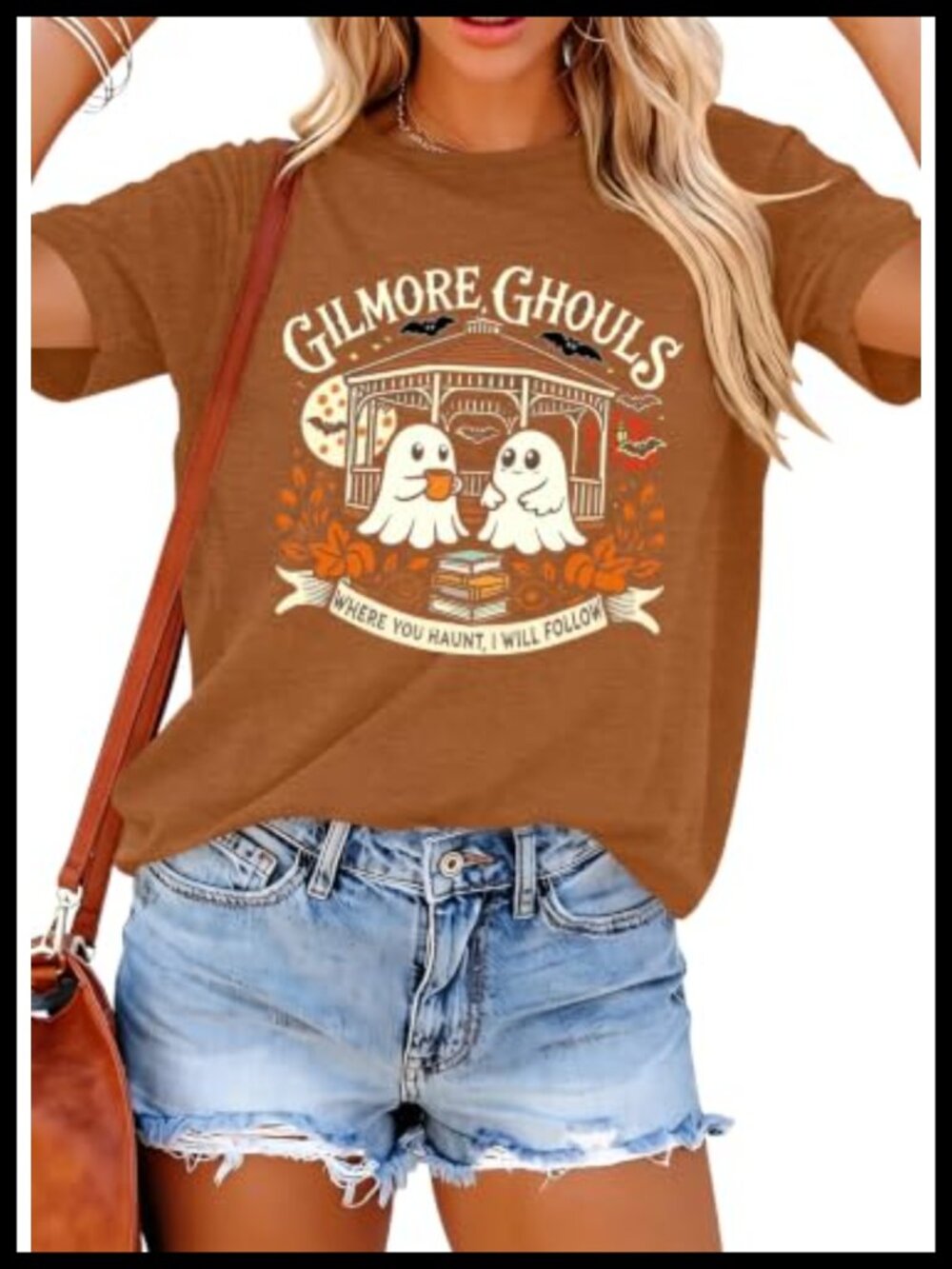 Halloween Ghost Graphic Tee Women's Spooky Season Short Sleeve Crew Neck T-Shirt